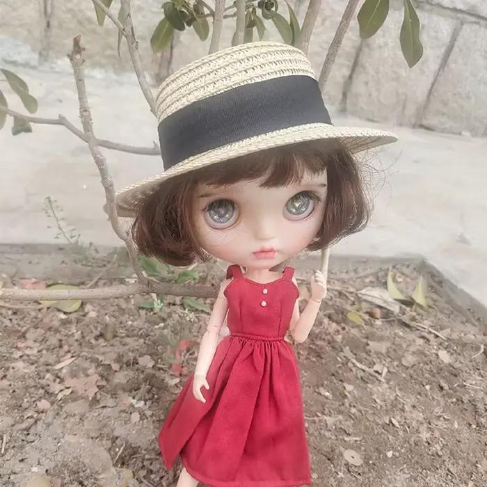 Chapeau de soleil mignon en paille accessoire de décoration pour maison de poupée Blyth occassions spéciales jouets hobbys enfants poupées occasions jouet poupée décoration miniature jouets hobbys poupées accessoire de décoration