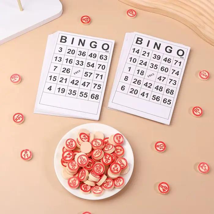 40 pièces cartes de Bingo facile à lire 75 chiffres puces jeu