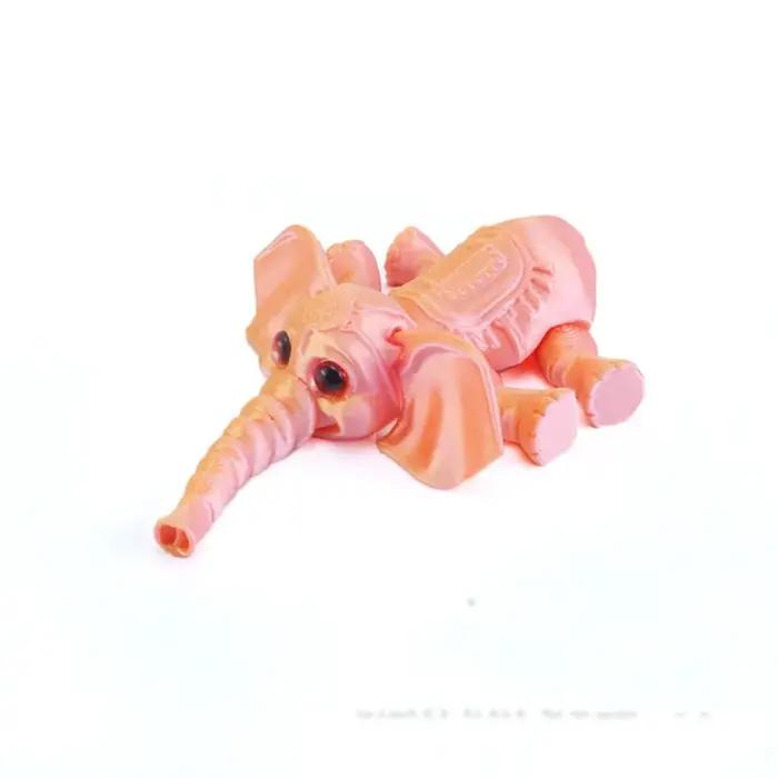 Figurine d'éléphant imprimée en 3D multiple articulations en plastique finition polie pour décoration maison et cadeaux d'anniversaire ou de Noël