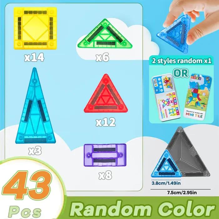 Blocs de Construction Magnétiques Plastique Durables Cadeaux pour Enfants Occasions Spéciales Création 2D/3D Montessori