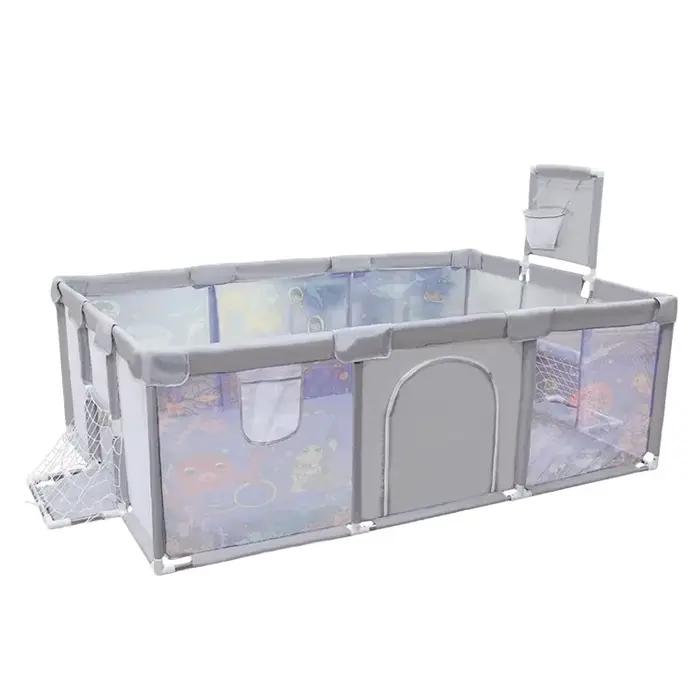 Parc de jeu sécurisé pour enfants 3-6 ans motif océan rectangulaire avec barrière de sécurité ajustable pour usage intérieur occasions spéciales enfants playpen