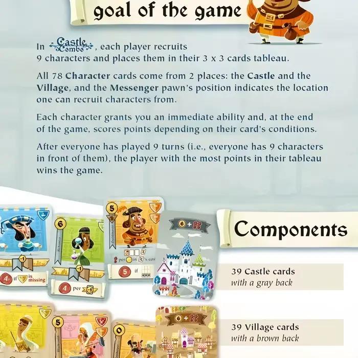 Jeu de société de stratégie Castle Combo jeu de table médiéval avec effets instantanés bonus de fin de partie pour 2 à 5 joueurs jeux familiaux