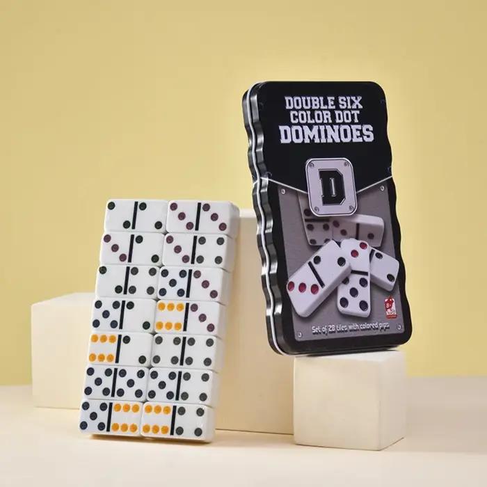 Dominos Double Six, jeu de dominos avec 28 tuiles à points colorés