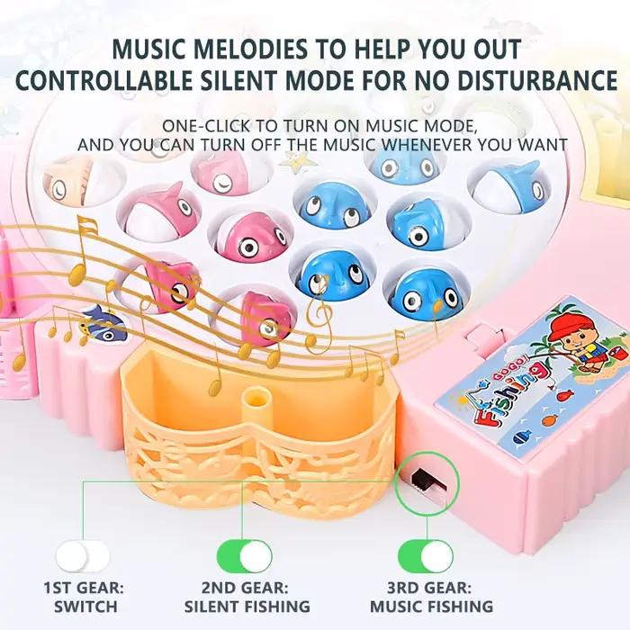 Jouet de pêche musical rotatif pour enfants, jeu aimanté interactif parent-enfant, cadeau d'anniversaire et de Noël, jeu de développement pour 3-6 ans et plus