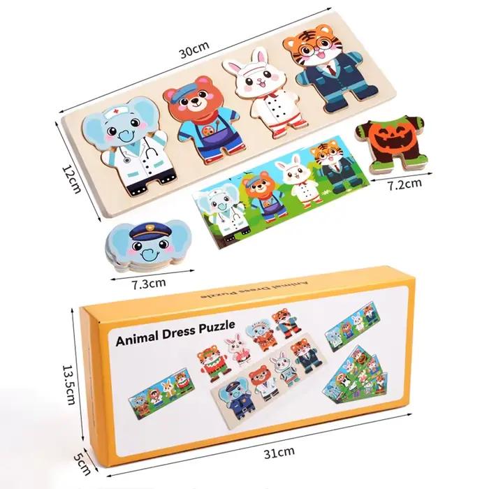 Jeu de déguisement en bois pour enfants de 3 à 6 ans