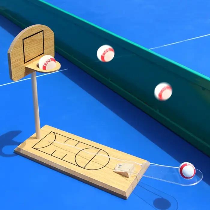 Mini jeu de société de tir de basket-ball de table en bois classique pour enfants