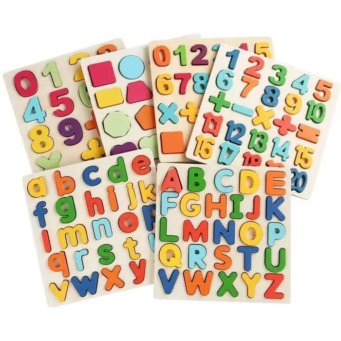 Jouets Montessori lettres et chiffres, Puzzle en bois, tri des briques mathématiques, jouets éducati