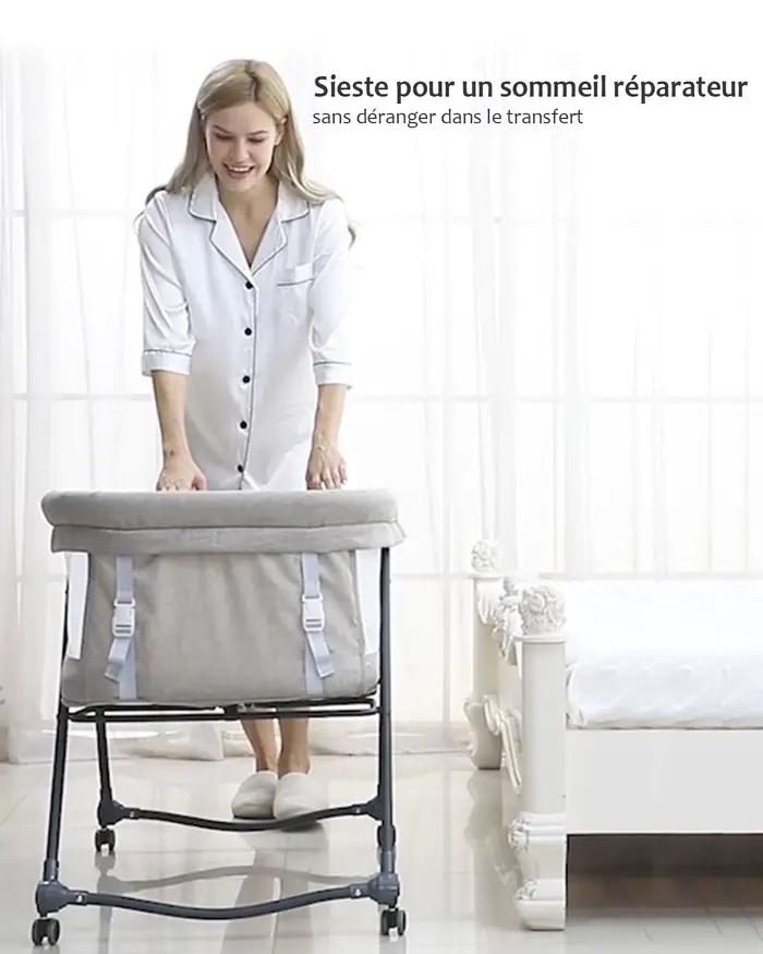 Lit de voyage Baby Grab-and-go avec matelas et roues silencieuses