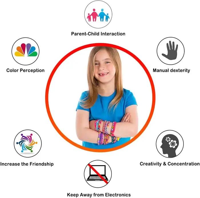 Kit de recharge d'élastiques à métier à tisser, Kit de fabrication de bracelets Premium pour enfants
