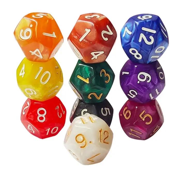 H8WC 10 pièces acrylique D12 dés mathématiques jeux jeu de société bricolage dés de jeu
