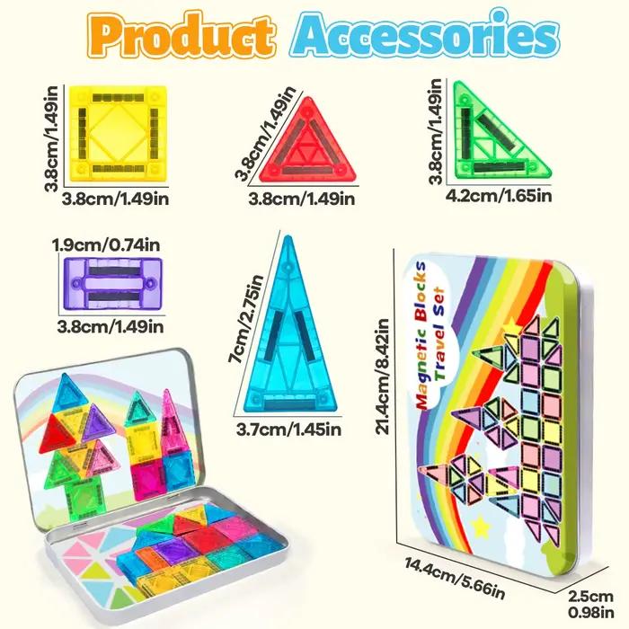 Blocs de Construction Magnétiques Plastique Durables Cadeaux pour Enfants Occasions Spéciales Création 2D/3D Montessori