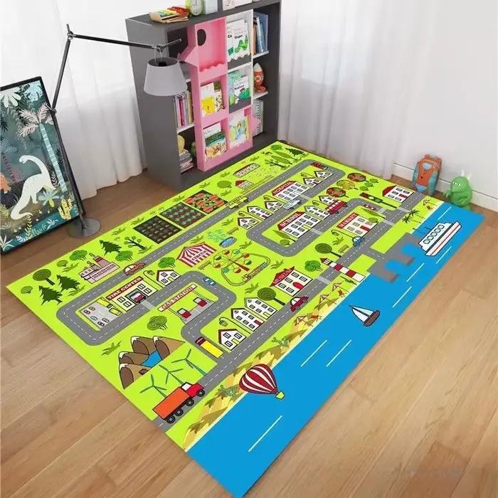 Tapis de jeu moderne avec motifs dessin animé, pour maternelle et chambre d'enfant, résistant et facile à entretenir, pour jouer et se détendre à la maison ou à l'extérieur