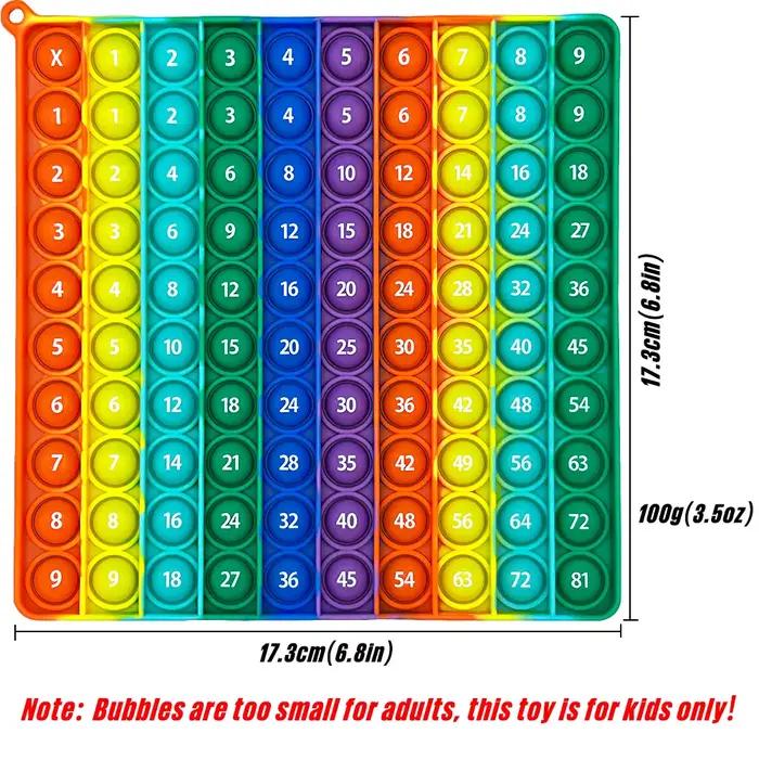 9x9 Multiplication 1-100 jouets de comptage Fidget, bulle de poussée en Silicone chiffres d'apprenti