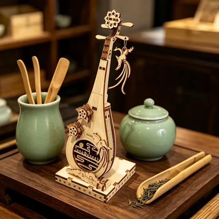Kit de puzzle d'instrument musical Pipa en bois à faire soi-même