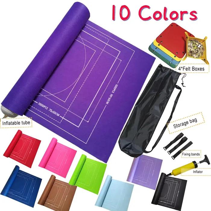 Tapis de puzzle en feutre pour jeux de 1500 à 3000 pièces, accessoire de puzzle avec sac de rangement et bandes de fixation pour enfants et adultes, usage familial et voyage