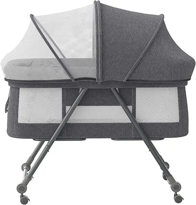 Lit de voyage Baby Grab-and-go avec matelas et roues silencieuses
