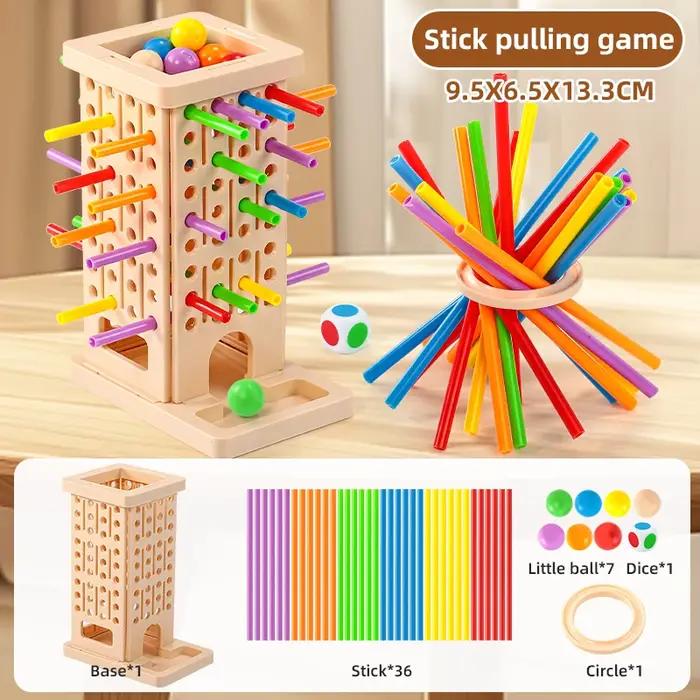 Jeu de tirage de bâtonnets Montessori - Jouet coloré pour développer la motricité fine