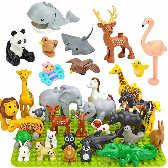 Blocs de construction animaux de grande taille avec tigre, panda, lapins, chat, chien, lion, dauphin et ours pour enfants et adultes - Jouets éducatifs pour la maison et les occasions spéciales