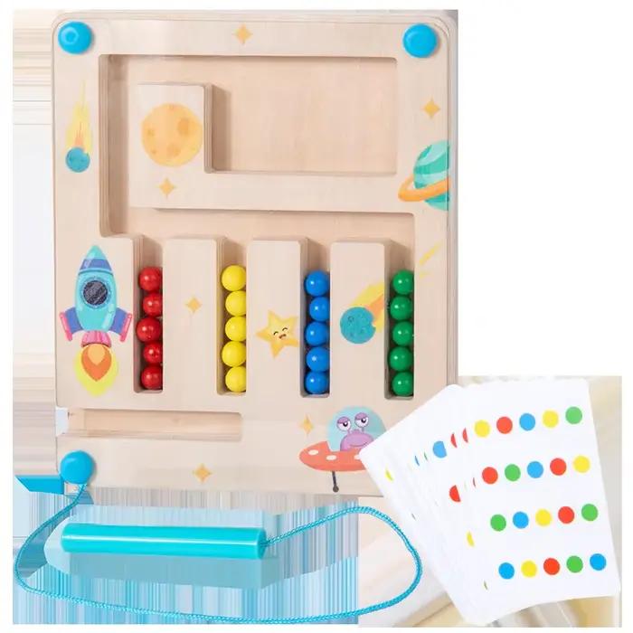 Jeu de labyrinthe à billes magnétiques pour enfants - Cognition des couleurs et des nombres, entraîn