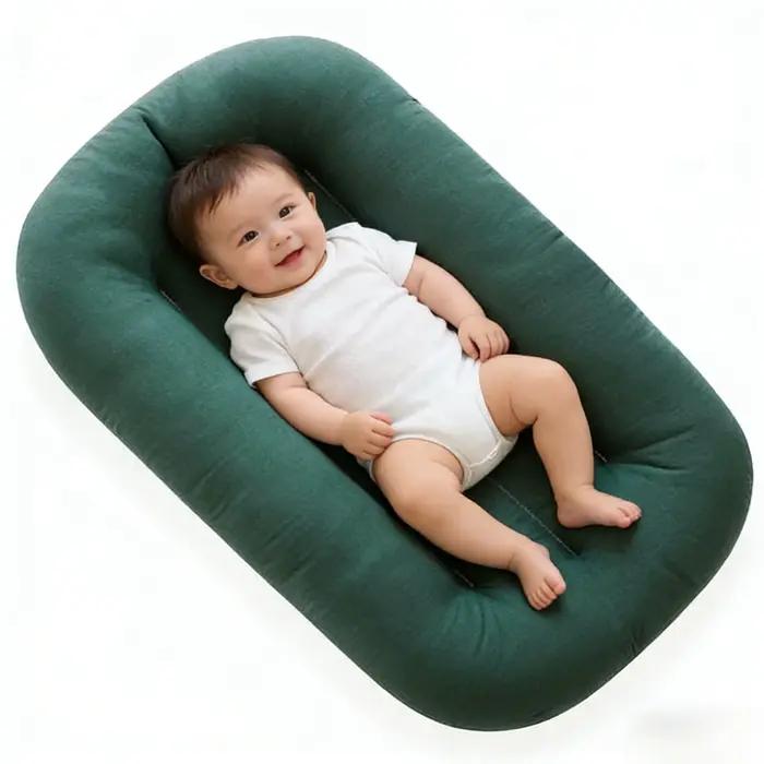 Transat bébé unisexe 0-12 mois en pur coton respirant, lit bébé portable pour la maison et les voyages bleu ciel rose vert confortable sécurité tranquillité d'esprit
