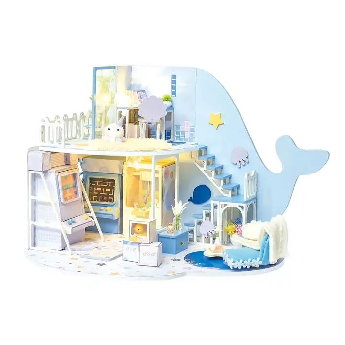 Maison de poupée en bois pour enfants, bricolage, maison Miniature de princesse Kawaii avec Kits de