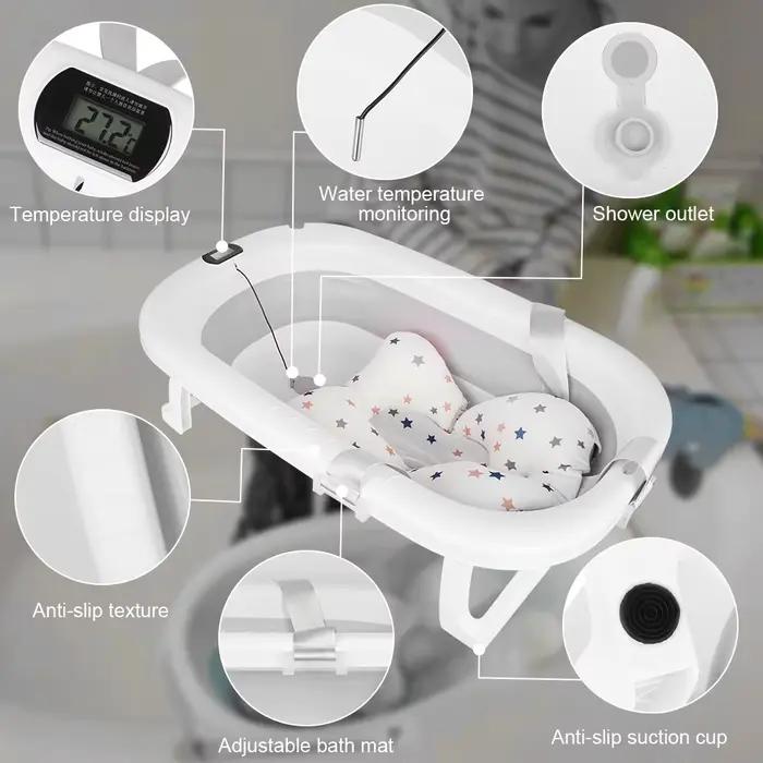 Baignoire pliable pour bébé avec tapis de bain
