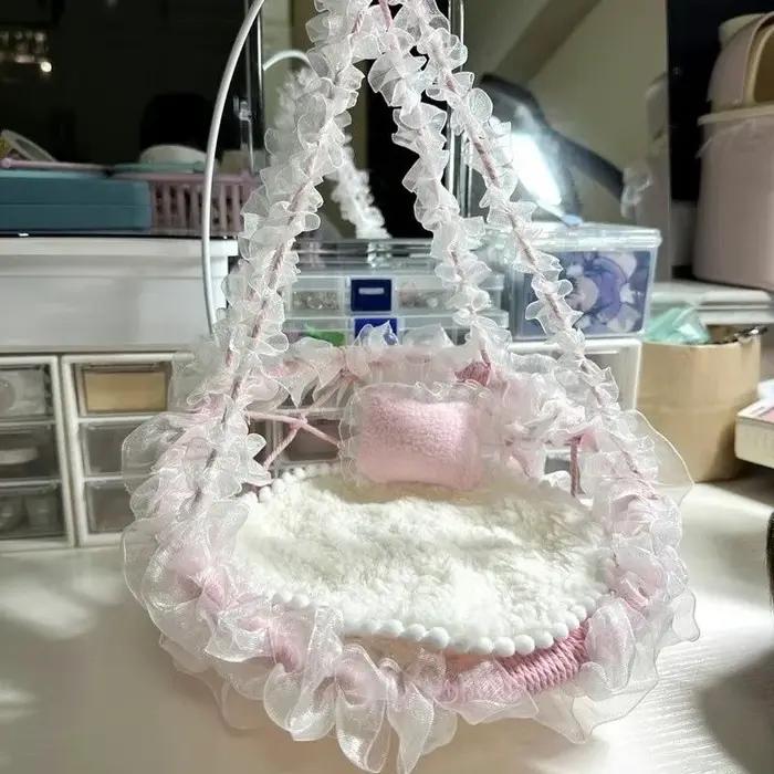 Chaise suspendue en coton pour poupée, chaise tissée à la main, 20cm
