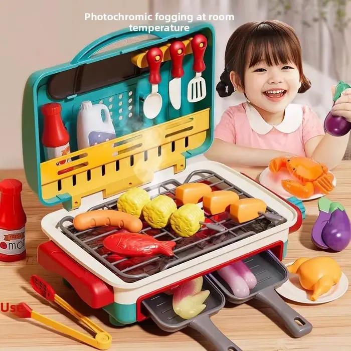 Four à griller électrique de simulation avec lumière et musique, jouet d'imitation pour enfants avec changement de couleur des aliments