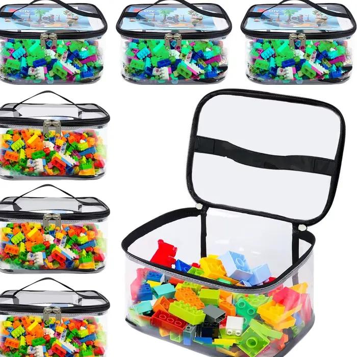 Sac de rangement transparent en maille pour jouets et puzzles grande capacité nuit de construction occasionnel usage multiple enfants bricolage création