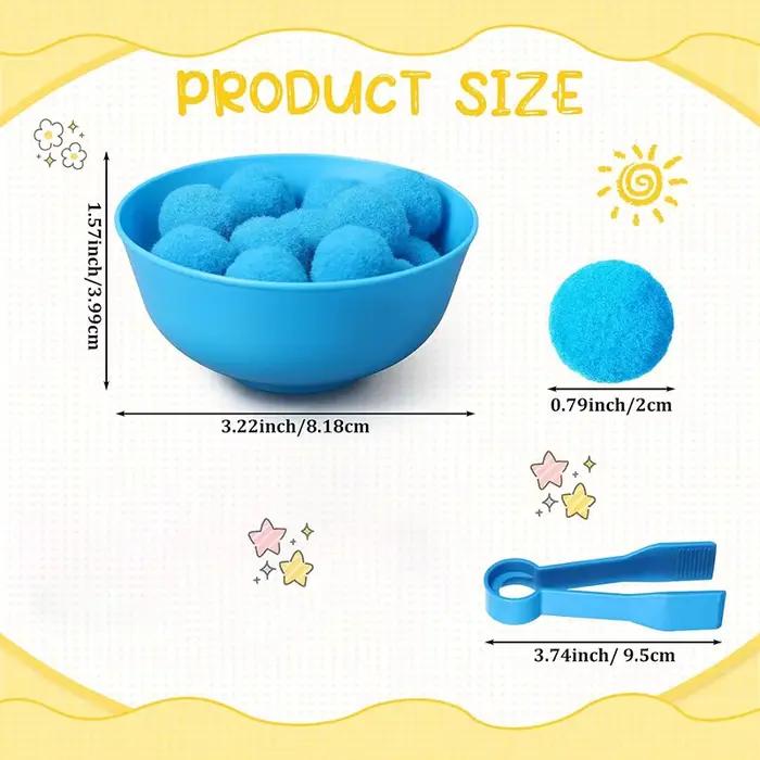 Ensemble de jouets de comptage et de tri pour enfants, pompons, couleurs arc-en-ciel, bols en plasti