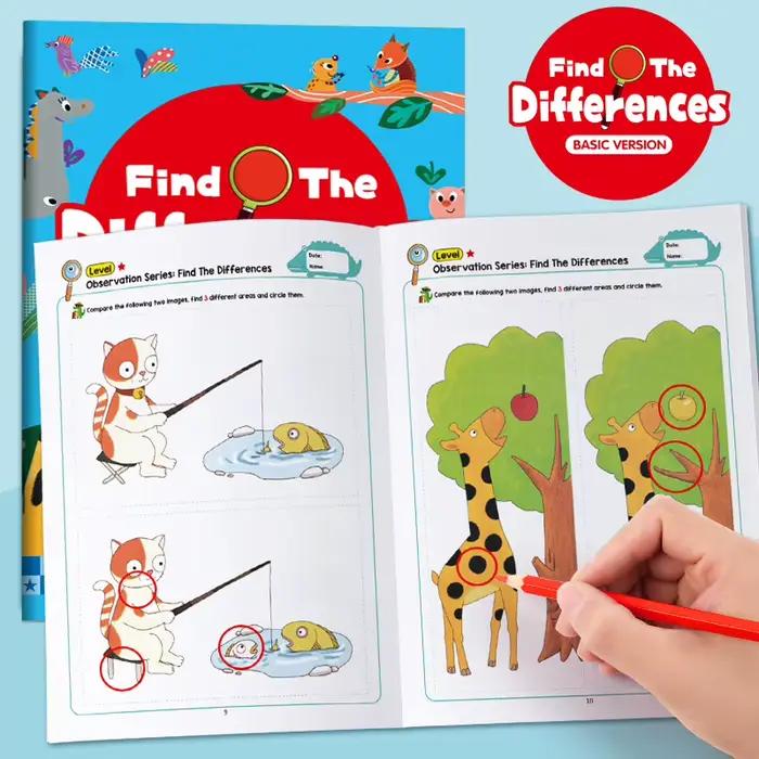Cahier d'activités « Trouvez les différences » pour enfants, jeux d'entraînement cérébral pour dével
