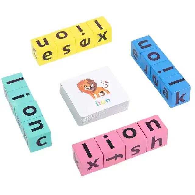 Jouets Montessori, blocs de mots d'orthographe, jeux de lettres de sort pour enfants, apprentissage
