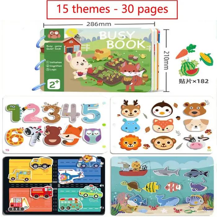 Livre silencieux Montessori pour bébé de 3 à 6 ans, jouets d'éducation précoce, autocollant à crochet et boucle, jeu sensoriel, apprentissage du paradis, mon premier livre occupé