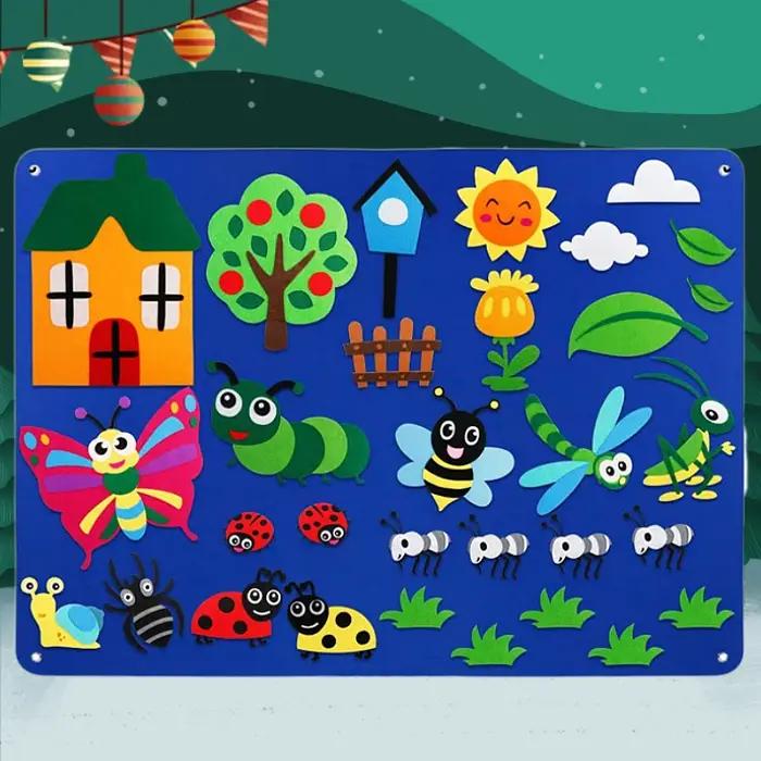 Planche d'histoire en feutre animaux de ferme, livre de contes de ferme, puzzle interactif Montessori, jeu d'éducation précoce, décoration murale pour enfants occasions spéciales