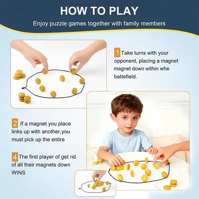 Jeu de pierres magnétiques de 3,5 cm, plateau magnétique interactif, stratégie, famille, enfants, adultes, jeu de pierres magnétiques portable, jeux de société