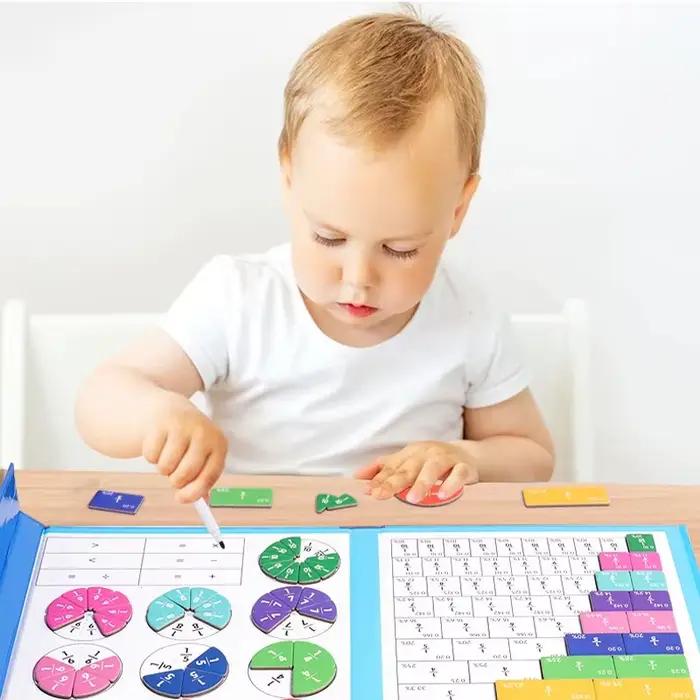 Puzzle de fractions magnétiques pour la maîtrise des maths, illumination Montessori, amusant, arithm