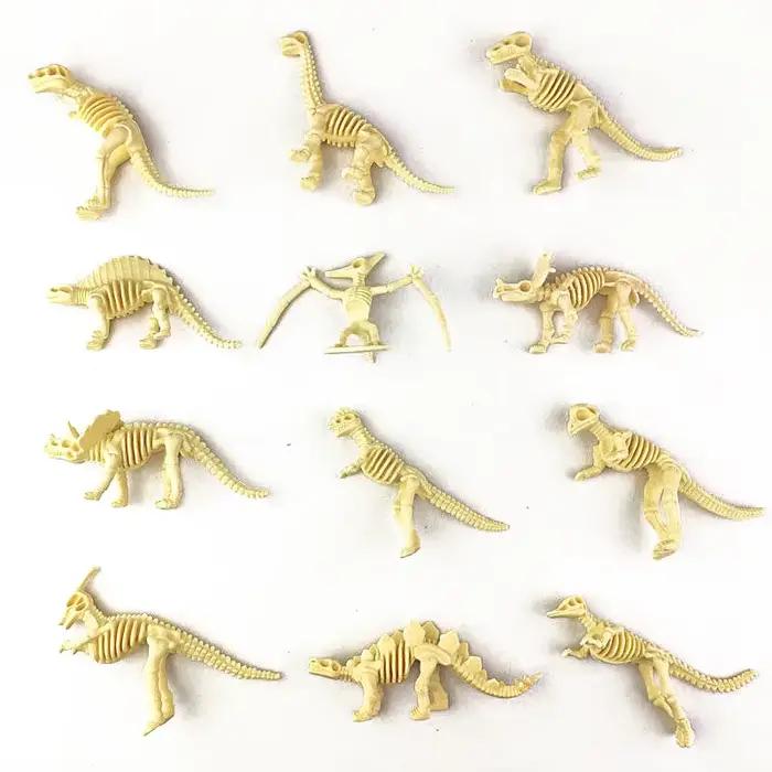 12 pièces/ensemble dinosaures jurassiques squelette modèle archéologie tyrannosaure ptérosaure décor