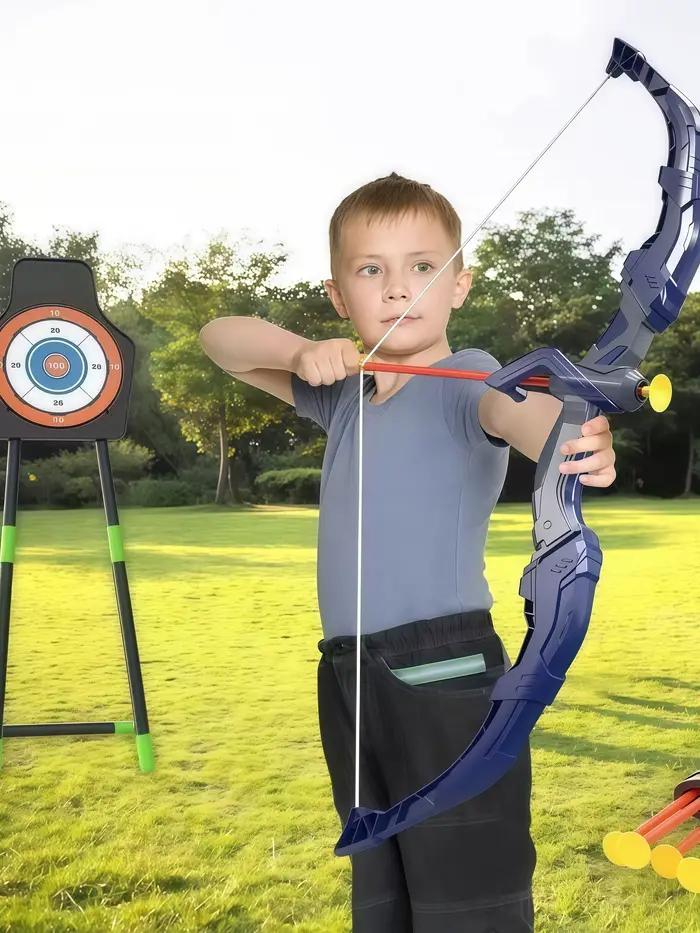 Ensemble d'arc et de flèches LED pour enfants, arc à ventouse, jeu de tir à l'arc lumineux, jouets de plein air pour garçons et filles, occasions spéciales et activités de loisirs