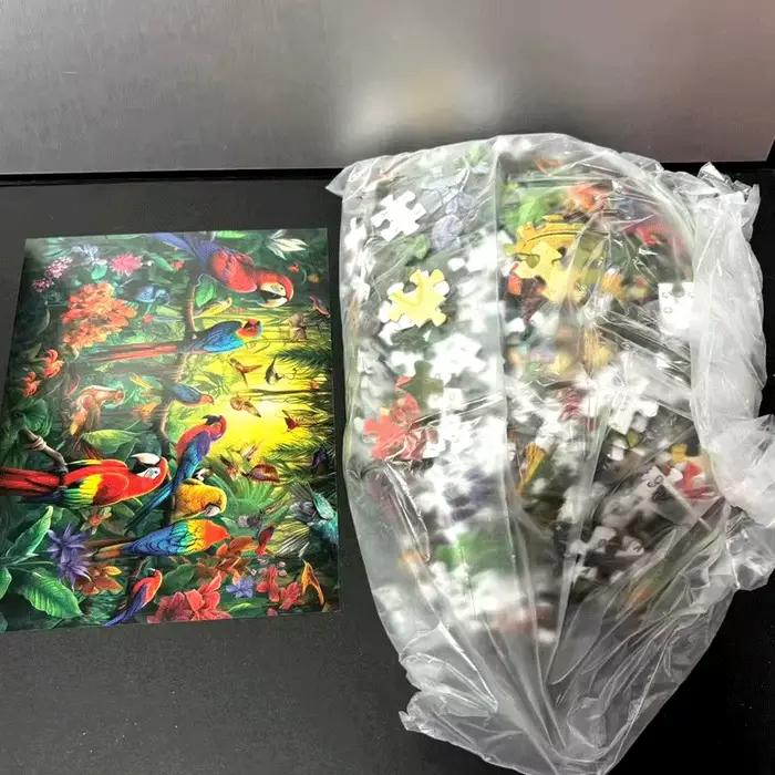 Puzzle familial de perroquets vibrants 70x50cm 1000 pièces pour adultes puzzle stimulant avec dos lettres pour occuper des moments créatifs et familiaux
