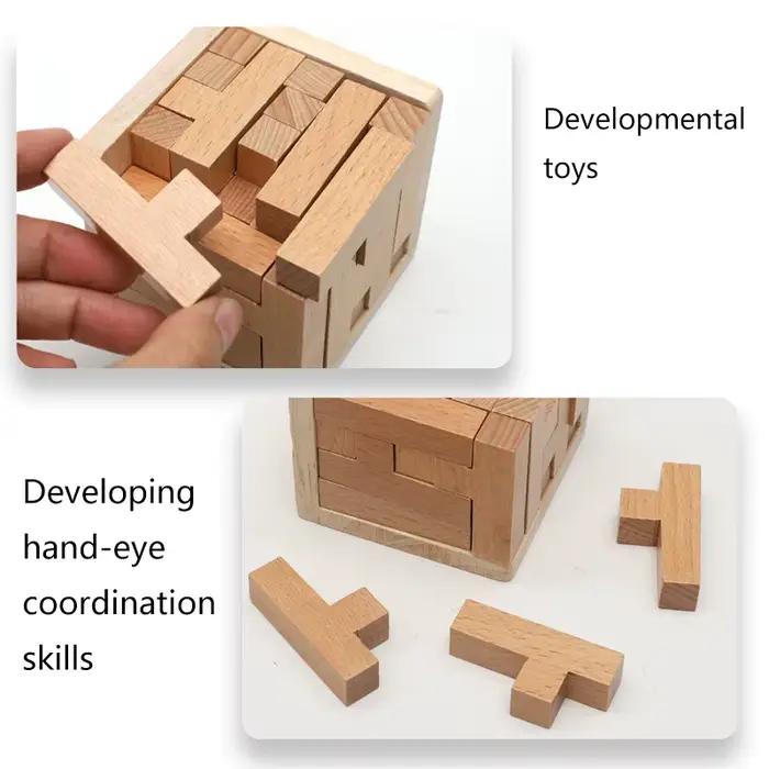 Puzzles 3D en bois avec 25 blocs en forme de T