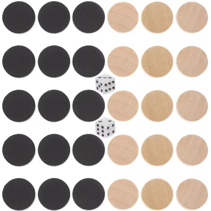 Pièces de backgammon en bois pour adultes et enfants, accessoire de jeu de société, dames occidentales, 30 pièces pour occasions familiales et cadeaux de noël
