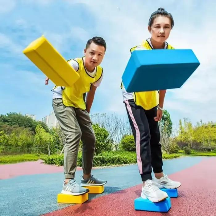 3 pièces croisement de la rivière brique équilibre formation enfants adultes groupe de construction jeu accessoires sens