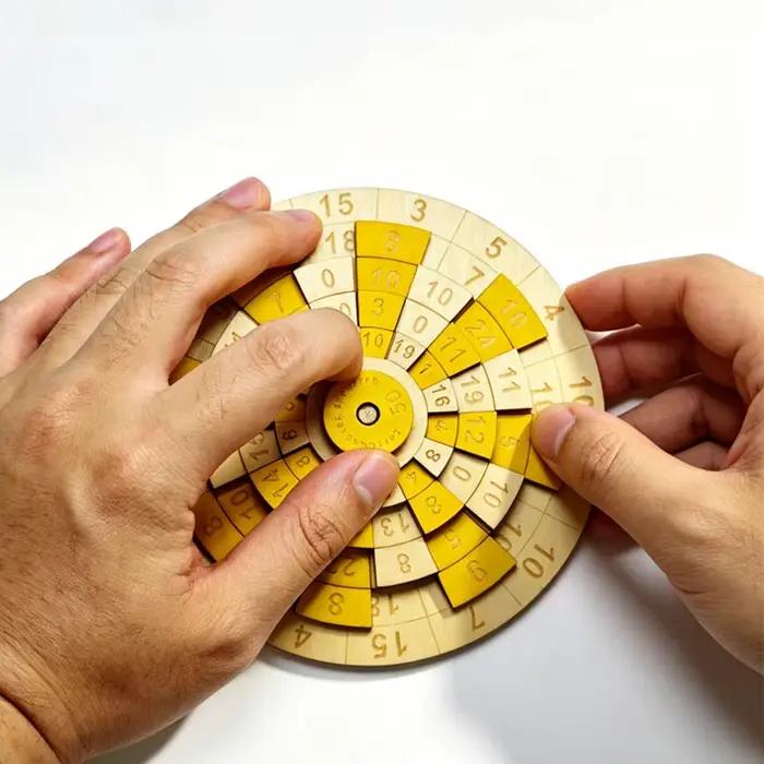 Puzzle Numérique Rotatif en Bois Montessori – Casse-têtes Mathématiques pour Enfants – Test IQ – Jouets Éducatifs – Idées Créatives