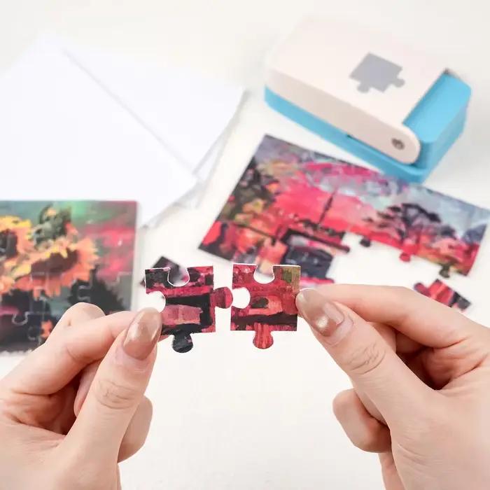 Machine à puzzles pour loisirs créatifs, fabrication de puzzles pour scrapbooking et bricolage, perforatrice à puzzles avec 10 mousses adhésives pour puzzles de 4x6 pouces, portable