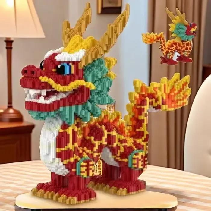 Ensemble de blocs de construction Dragon Auspicieux de 11267 pièces - Puzzle 3D éducatif, adapté à l'apprentissage pratique, cadeau de vacances idéal