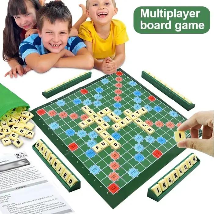 Jeu de société scrabble avec boîte d'orthographe anglaise puzzle coulissant multijoueurs pour enfants et adultes occasions spéciales partys jeux de lettres éducatifs