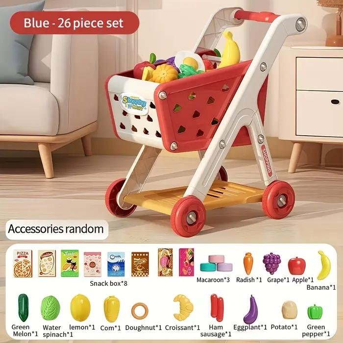 Chariot de courses de simulation pour enfants ensemble de jouets de cuisine plastique ABS non électrique pour garçons filles occasions spéciales cadeau anniversaire noël