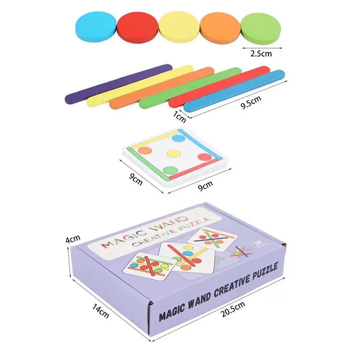 Bâton de crème glacée arc-en-ciel pour enfants, puzzle en bois, bricolage, défi, jeux de table, jouets Montessori dos