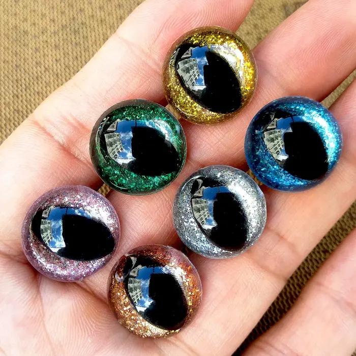 Yeux de sécurité pour chat en plastique à paillettes 3D