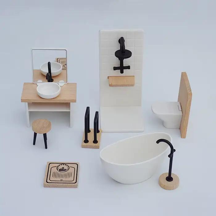 Maison de poupée Simulation lavabo baignoire toilette Fantaisie Science-Fiction Décoration Enfant Occasions Spéciales